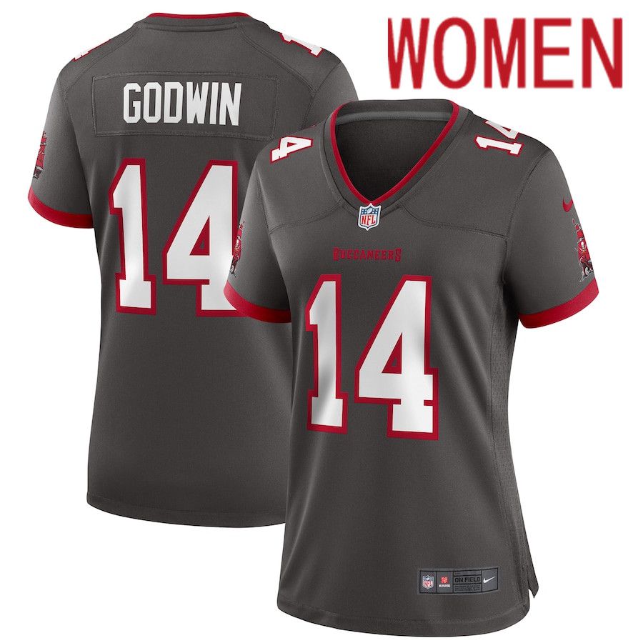 Women Tampa Bay Buccaneers #14 Chris Godwin Nike Pewter Alternate Game NFL Jersey